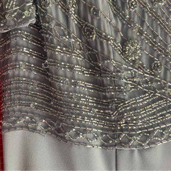 90s Montage by Mon Cheri Formal Evening Beaded Maxi Dress Size US10 in Icy Blue - Picture 9 of 12